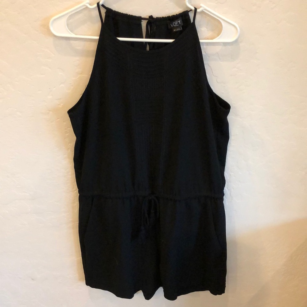 LOFT Embroidered Romper w/ Tassel Tie